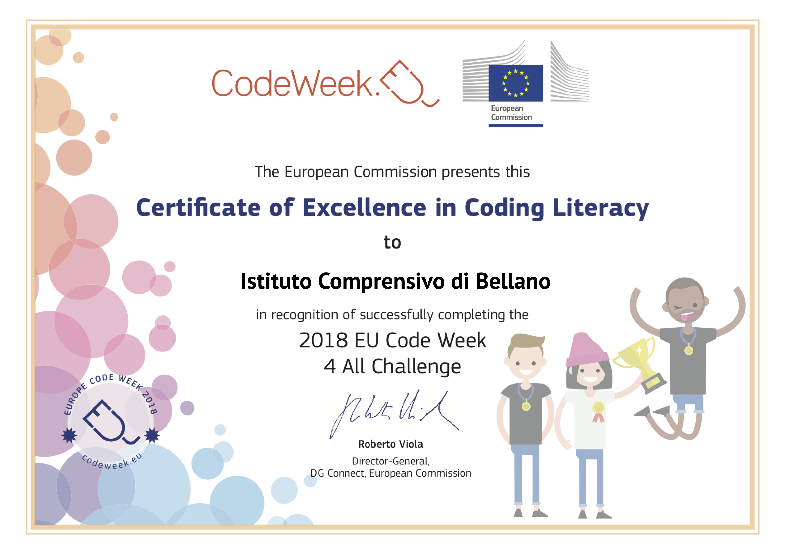 Certificato di eccellenza IC Bellano